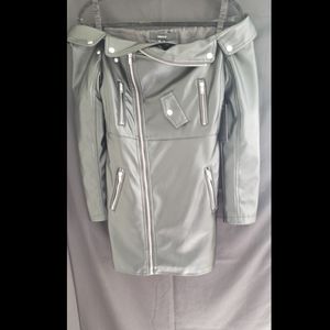Off The Shoulder Leather Dress